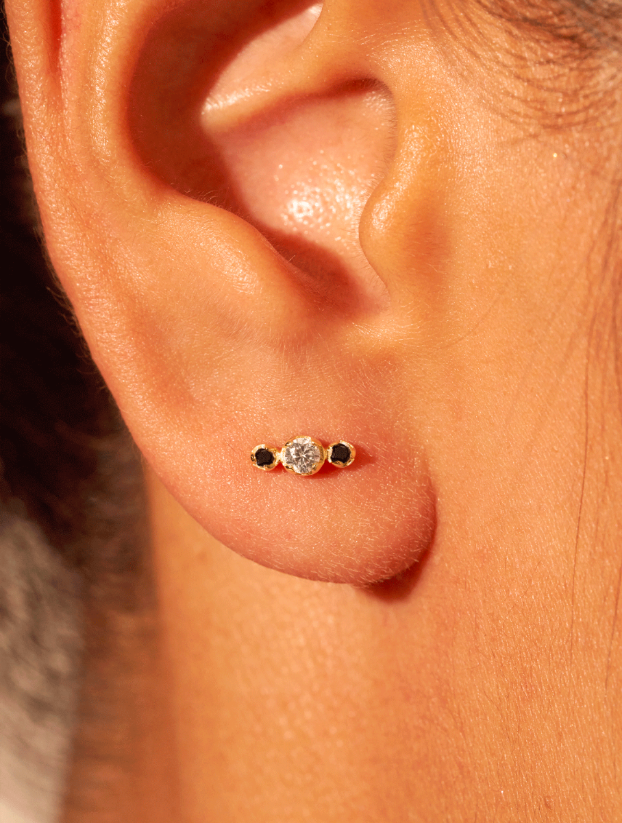 Dori Earrings - Zircons White and Black - alternate view