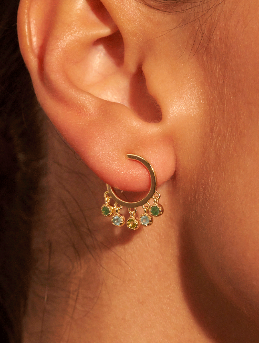 Mahdi Earrings - Aventurine, Calcédoine Blue and Prehnite - alternate view
