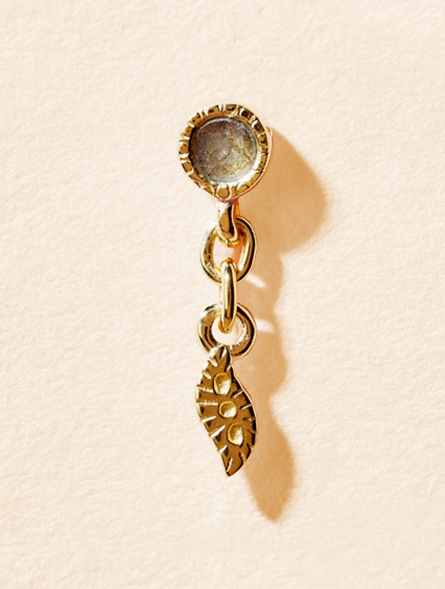 Mono earring Mali - Labradorite - front view