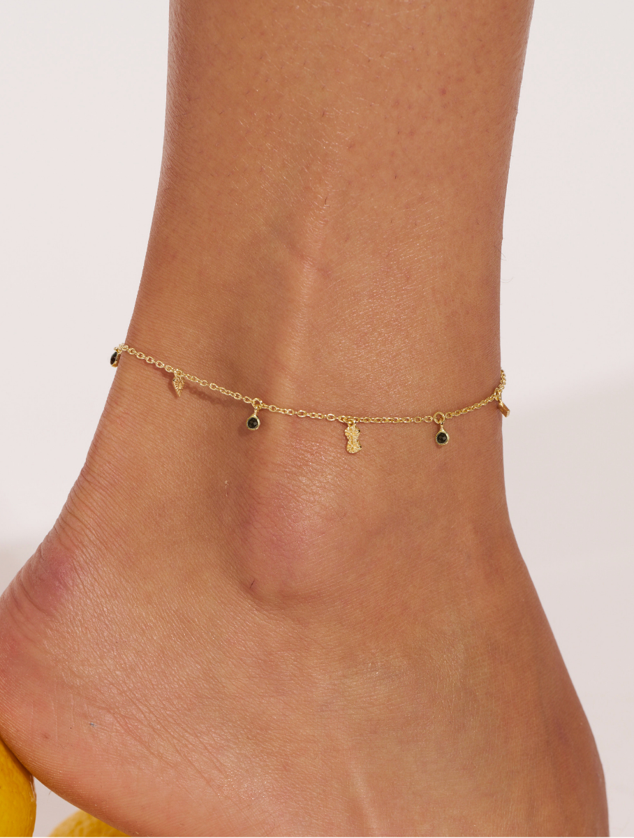 Of Bracelet - Ankle Nati - Black Zircons - alternate view