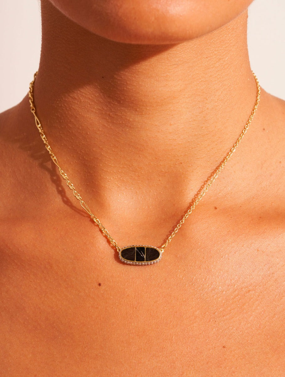 Izy Necklace - Textured Onyx - alternate view