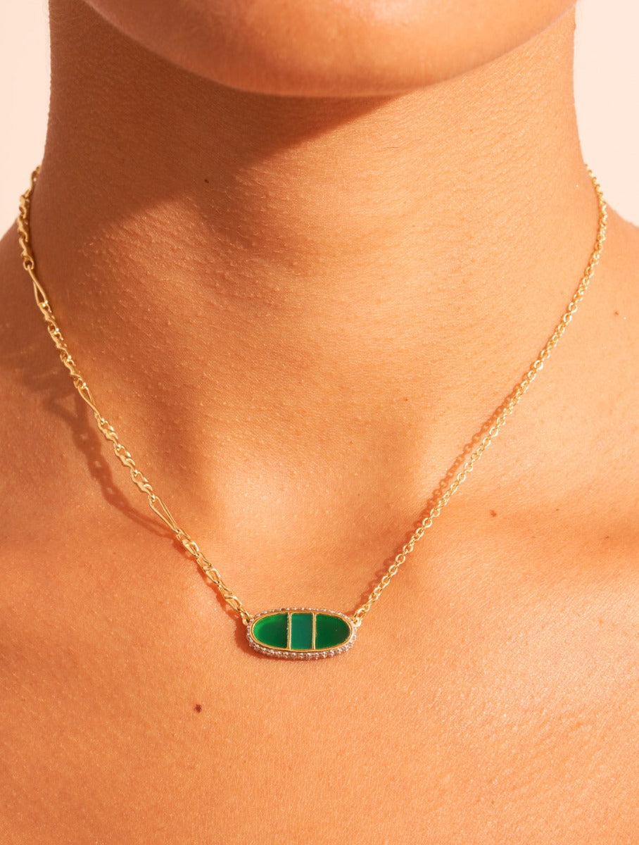 Izy Necklace - Green Onyx - alternate view