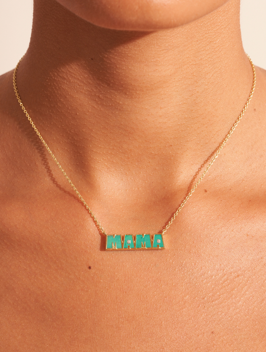 Mama Necklace - Turquoise - alternate view