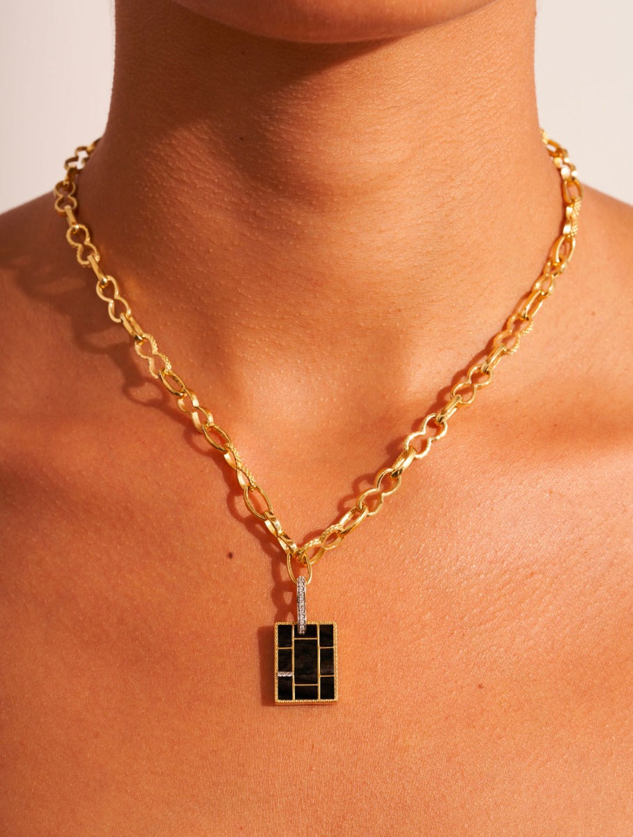 Mara Necklace - Textured Onyx - alternate view