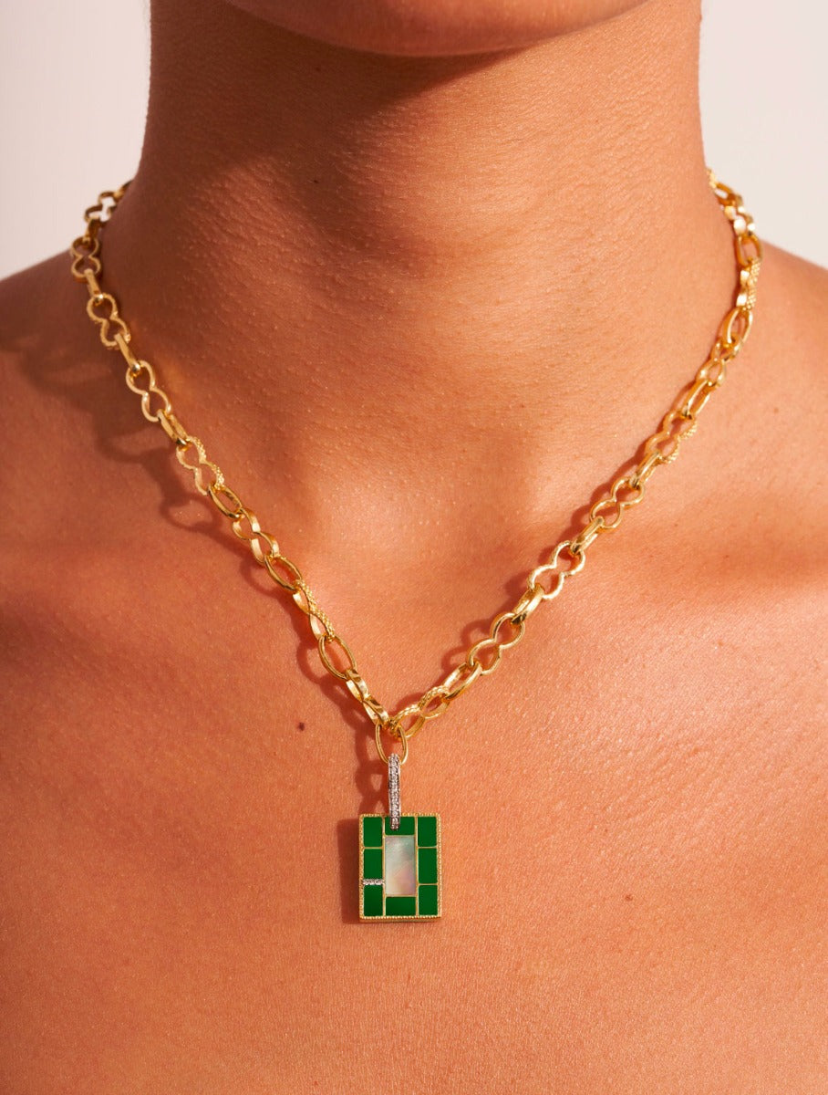 Mara Necklace - Onyx Green / Mother-of-pearl Grey - alternate view