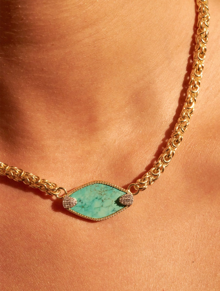Mayan Necklace - Turquoise - alternate view