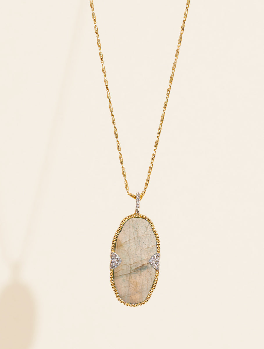Belize Long Necklace - Labradorite - front view