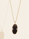 Belize Long Necklace - Textured Onyx - front view