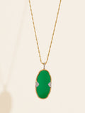 Belize Long Necklace - Green Onyx - front view