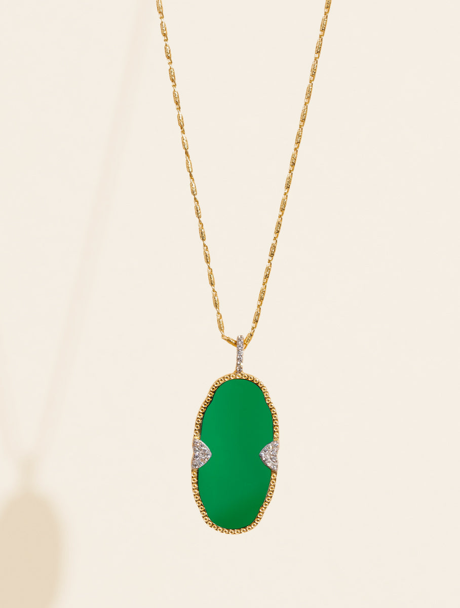 Belize Long Necklace - Green Onyx - front view