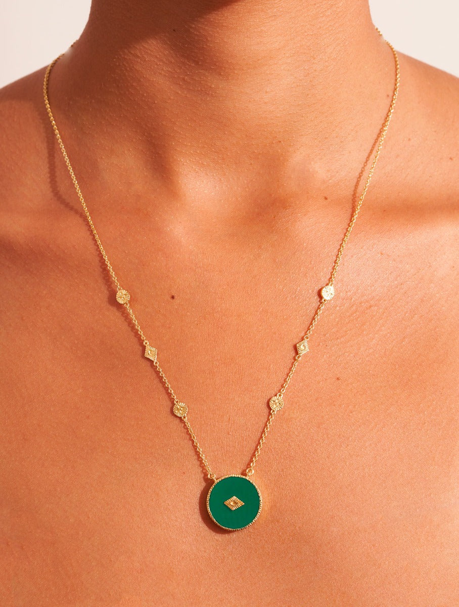 Sanja Long Necklace - Green Onyx - alternate view