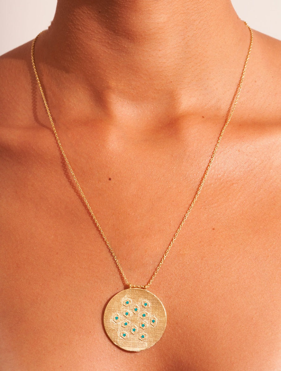 Tara Long Necklace - Turquoise Zircons - alternate view