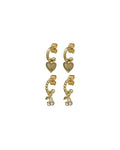 Cherry + Heart Studded Huggies - Gold - Earrings