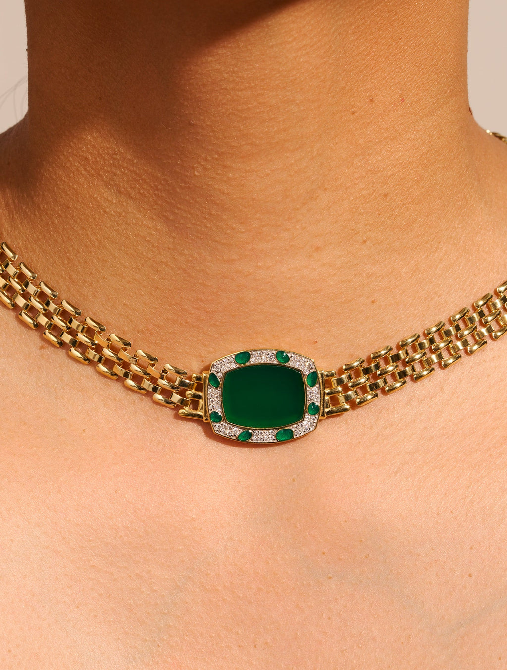 Ranee Necklace - Green Onyx - alternate view