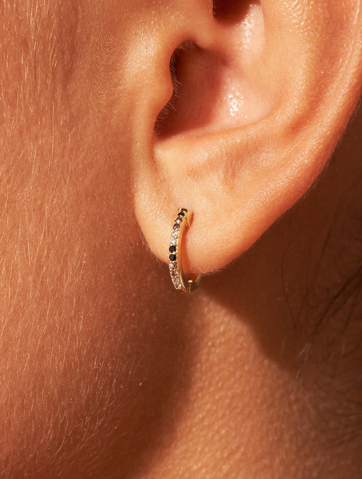 Rheya Hoop Earrings - Black Zircons - alternate view