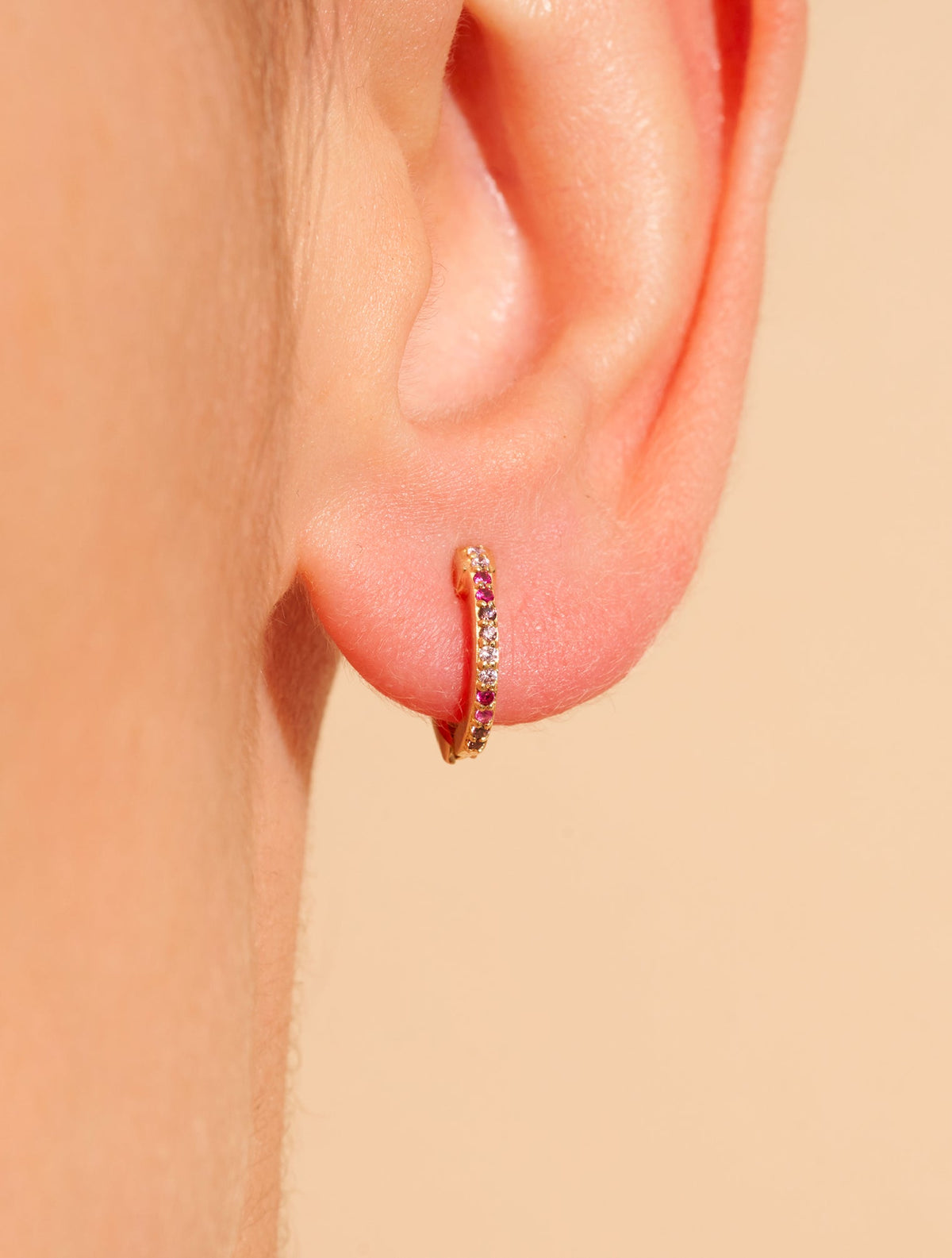 Rheya Hoop Earrings - Pink Zircons - alternate view