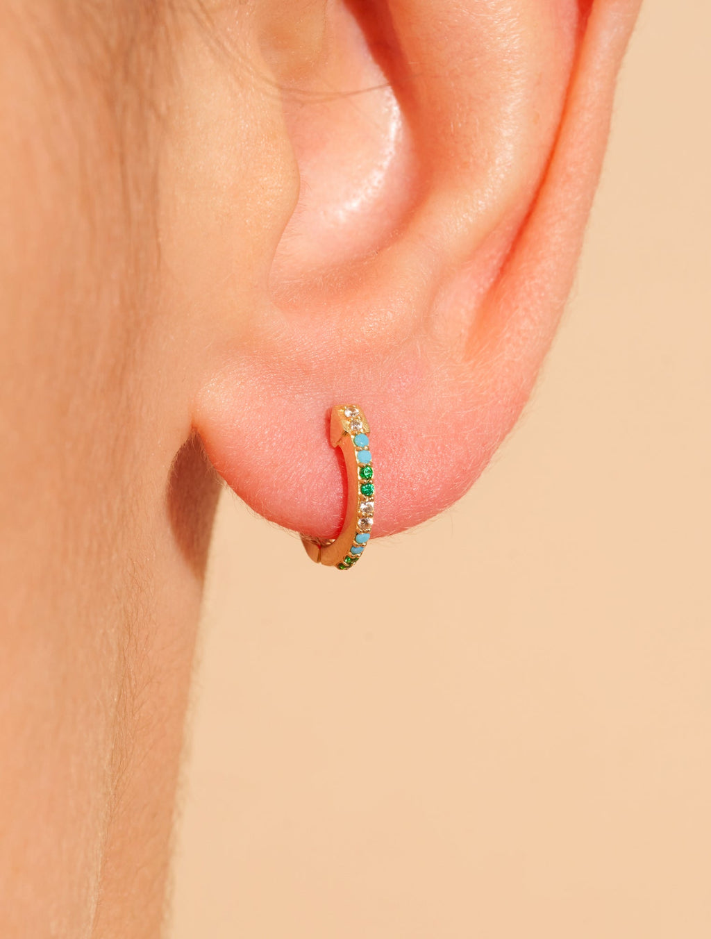 Rheya Hoop Earrings - Zircons Turquoises - alternate view