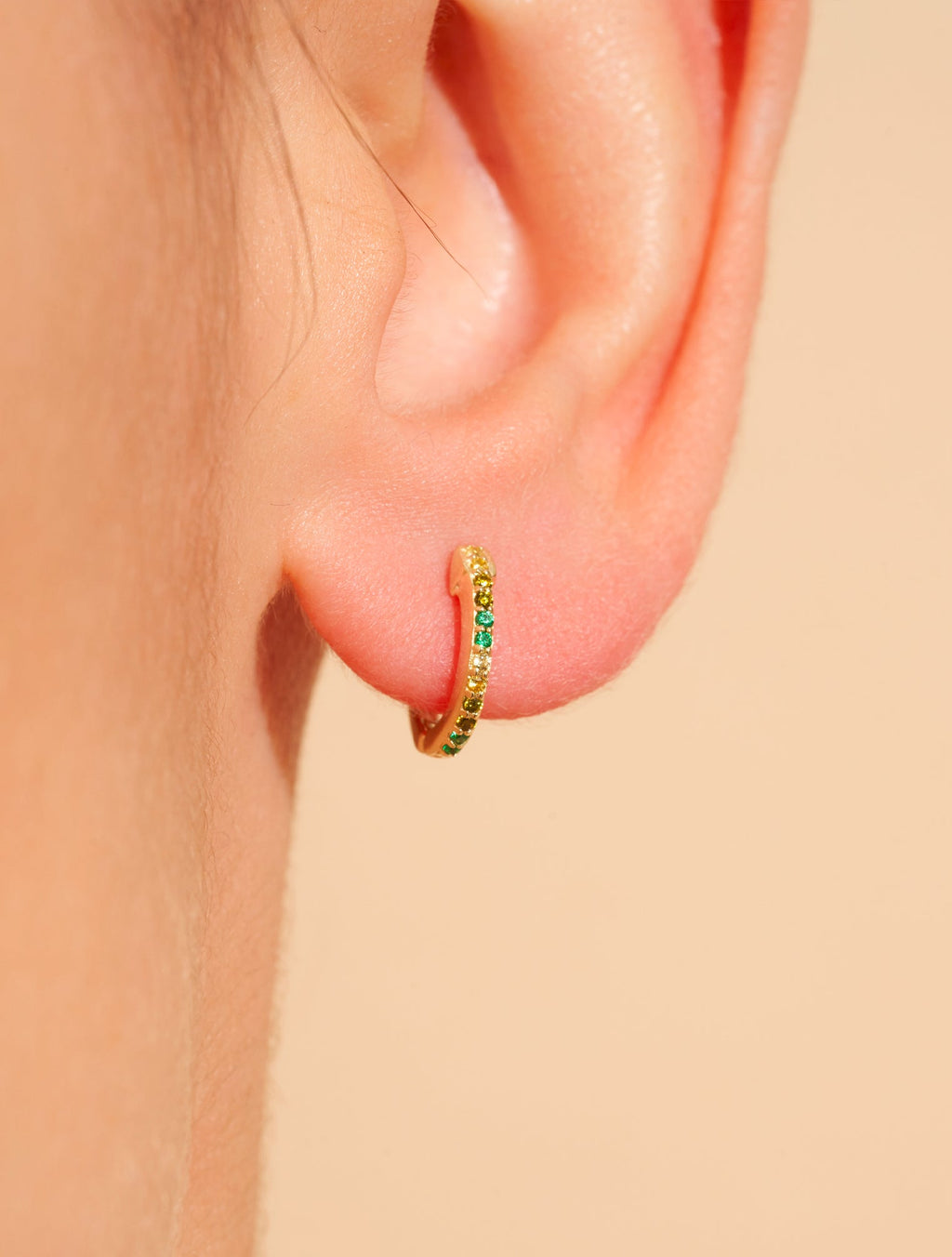 Rheya Hoop Earrings - Green Zircons - alternate view