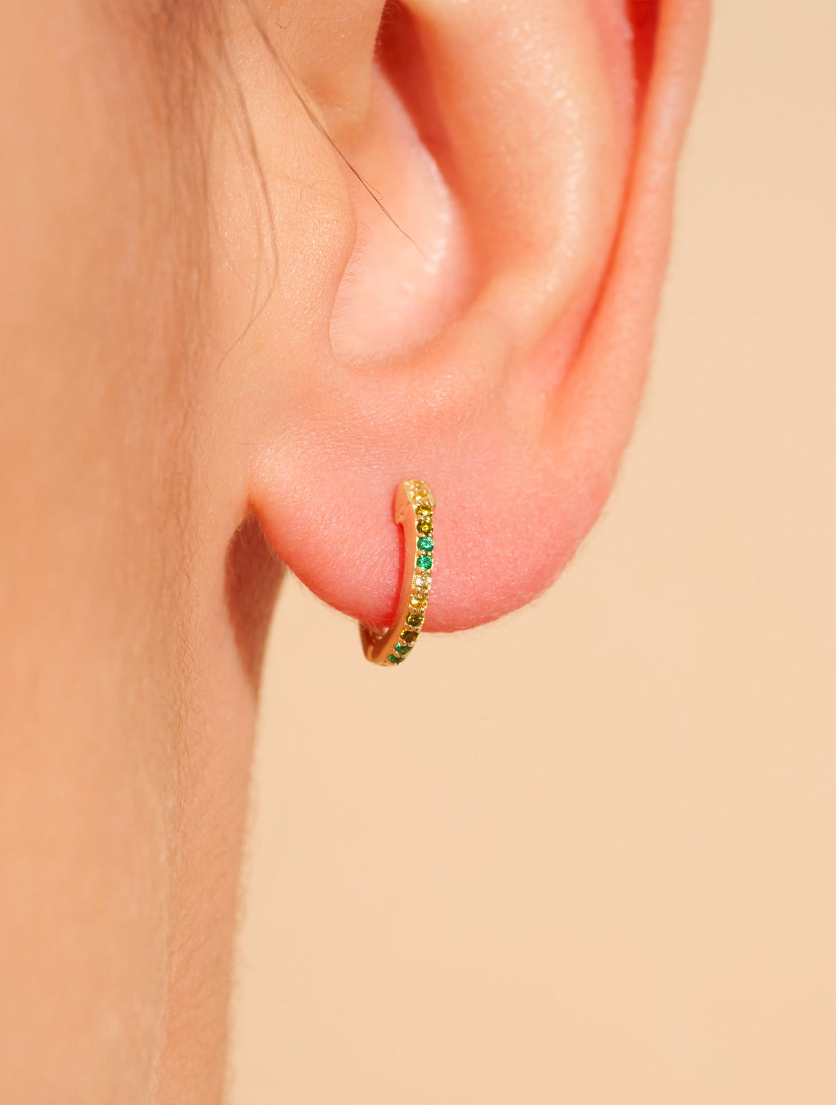 Rheya Hoop Earrings - Green Zircons - alternate view
