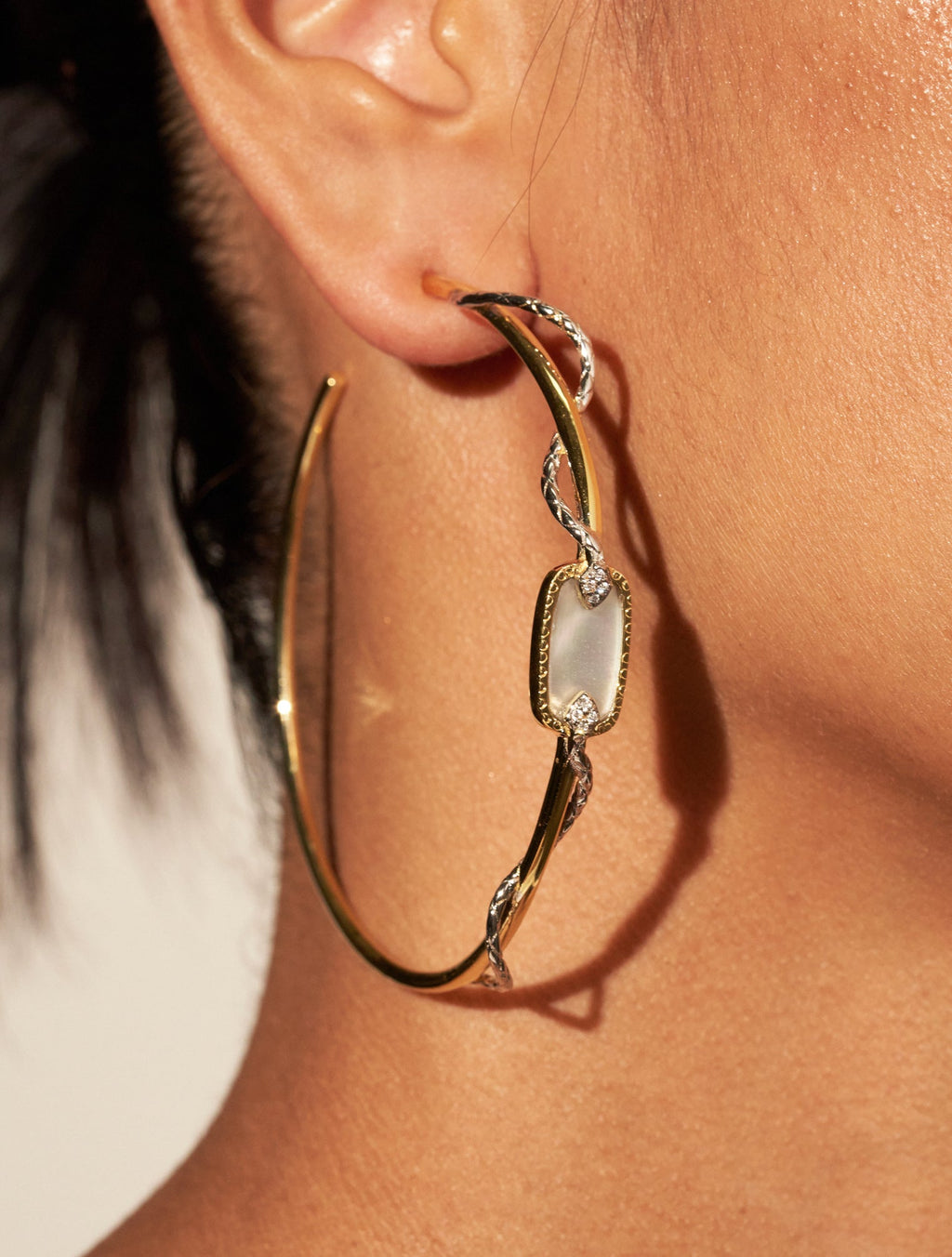 Sangha Hoop Earrings - Mother-of-pearl - alternate view