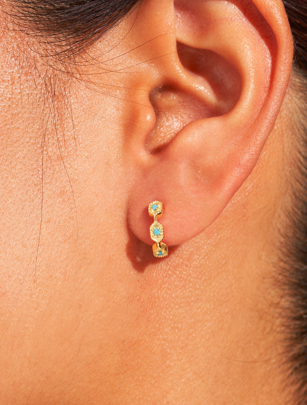Tara Hoop Earrings - Turquoise - alternate view