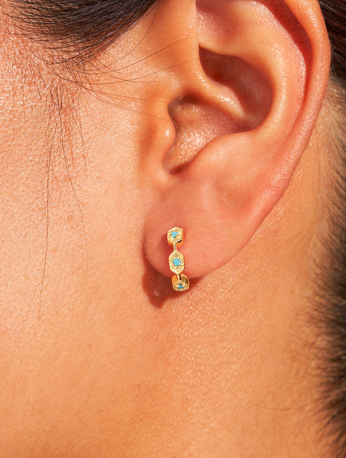 Tara Hoop Earrings - Turquoise - alternate view