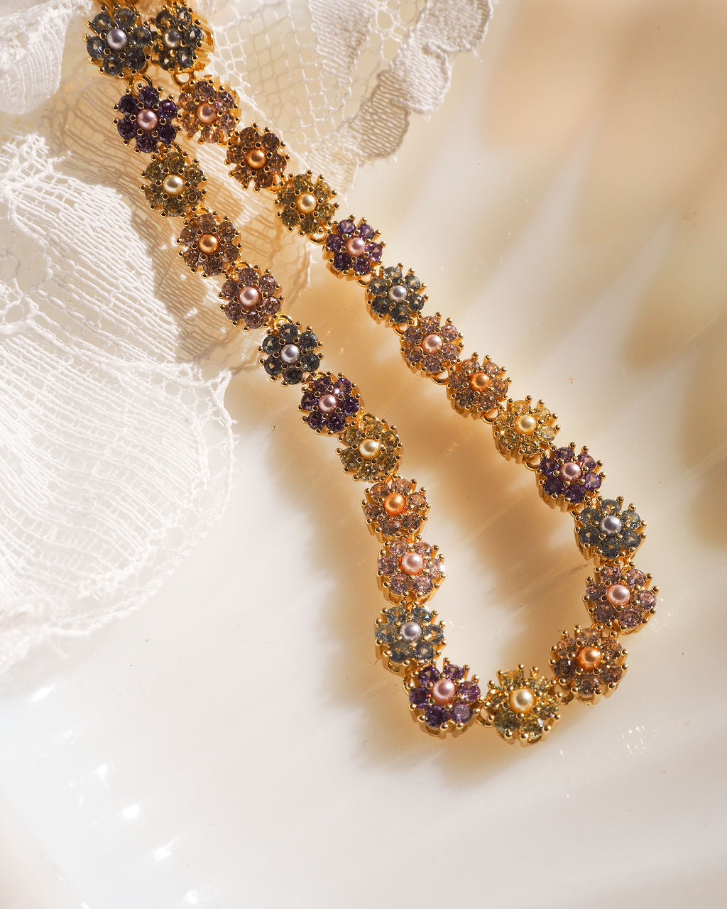 Daisy Studs Anklet - Silver — detail view
