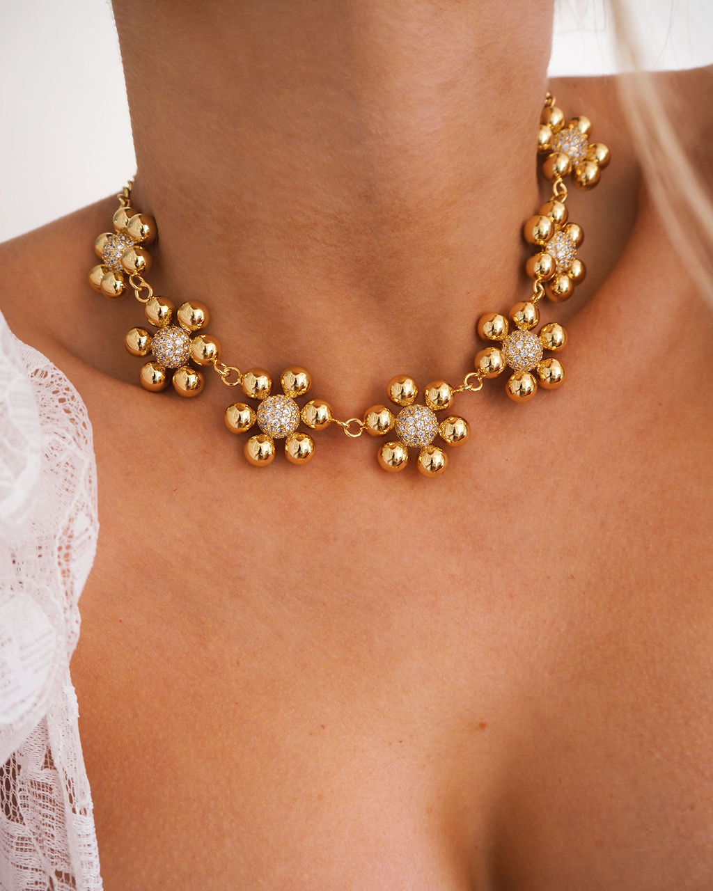Daisy Statement Necklace - Gold — detail view