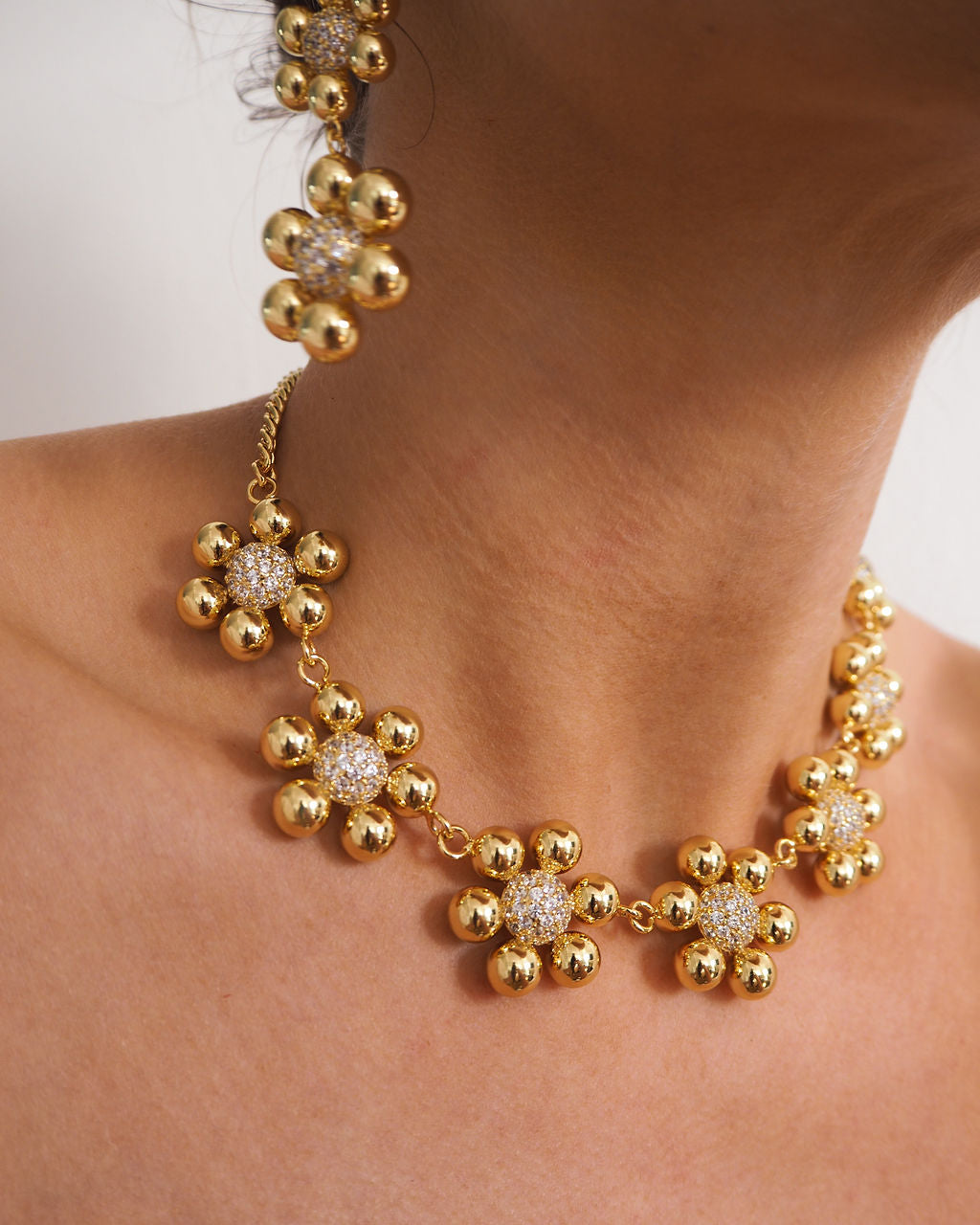 Daisy Statement Necklace - Silver — another angle