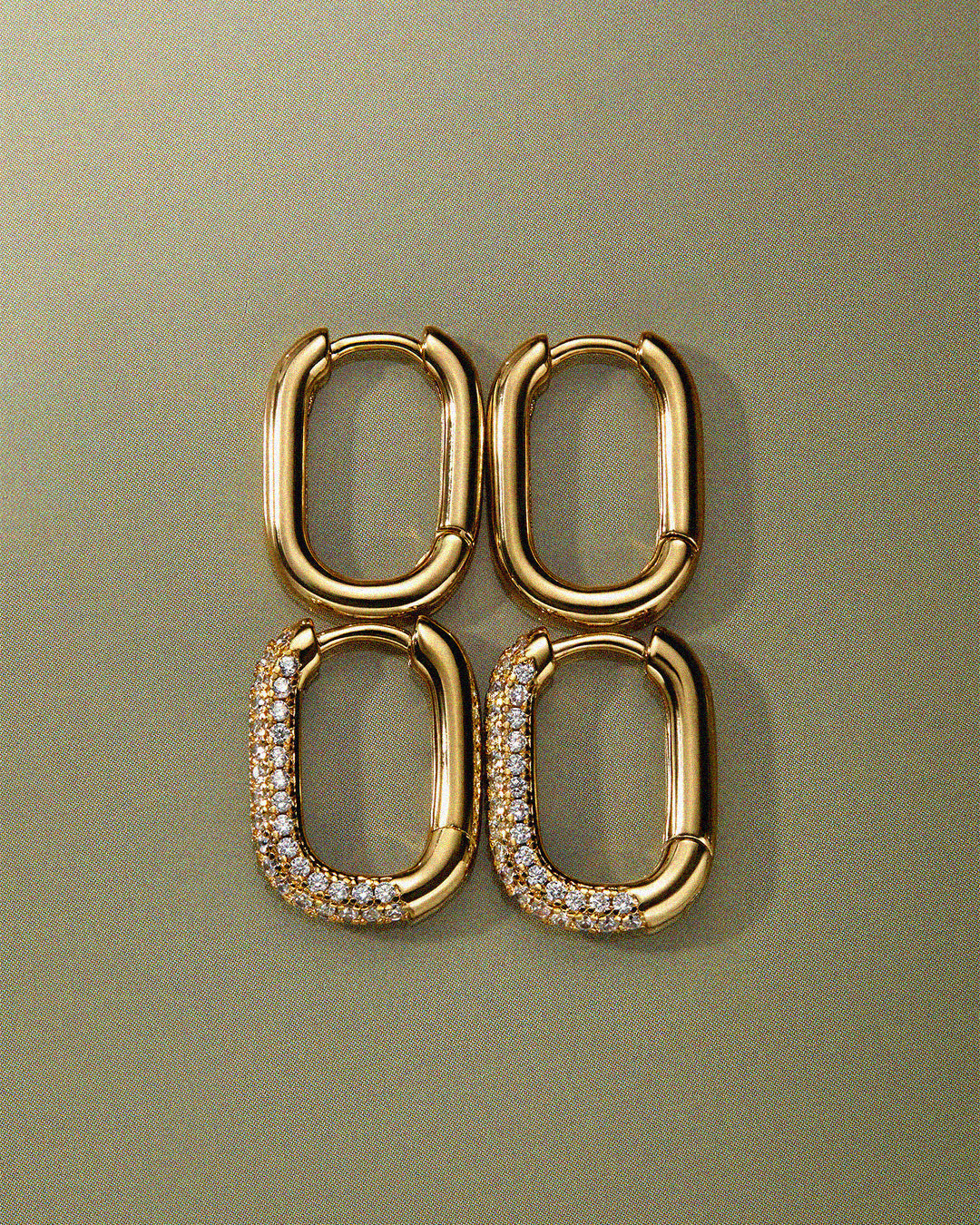 Pavé Chain Link Huggies - Gold — alternate view 2