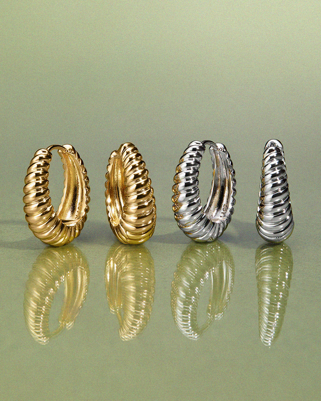 Ridged Marbella Hoops - Gold (Ships Mid September) — detail view