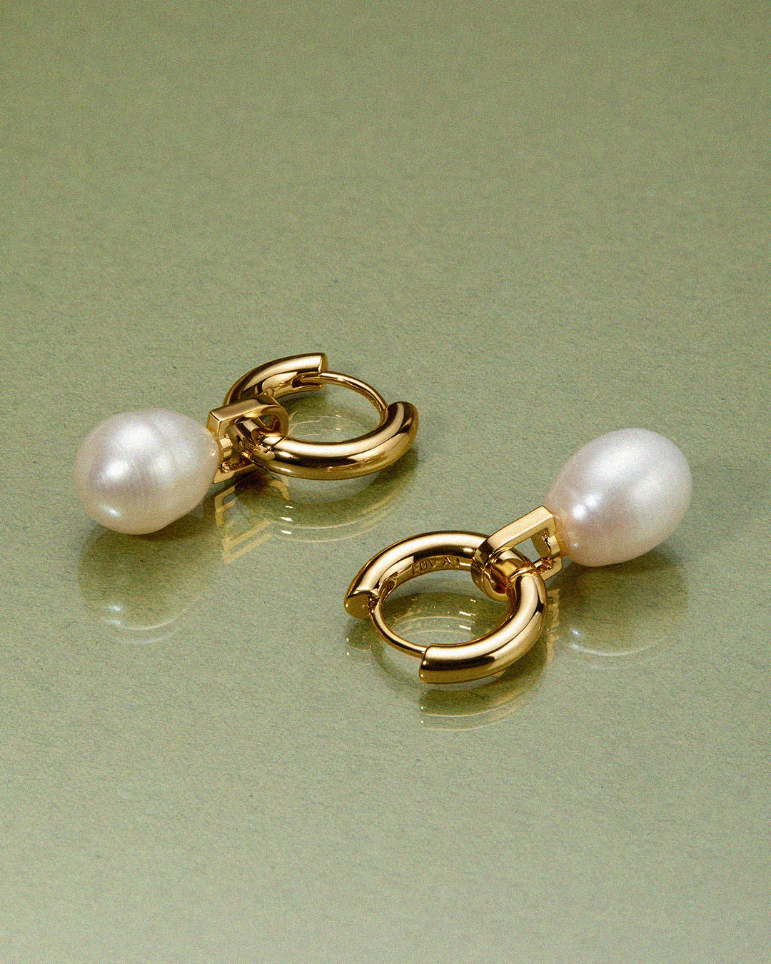 White Pearl Amalfi Huggies - Earrings — alternate view