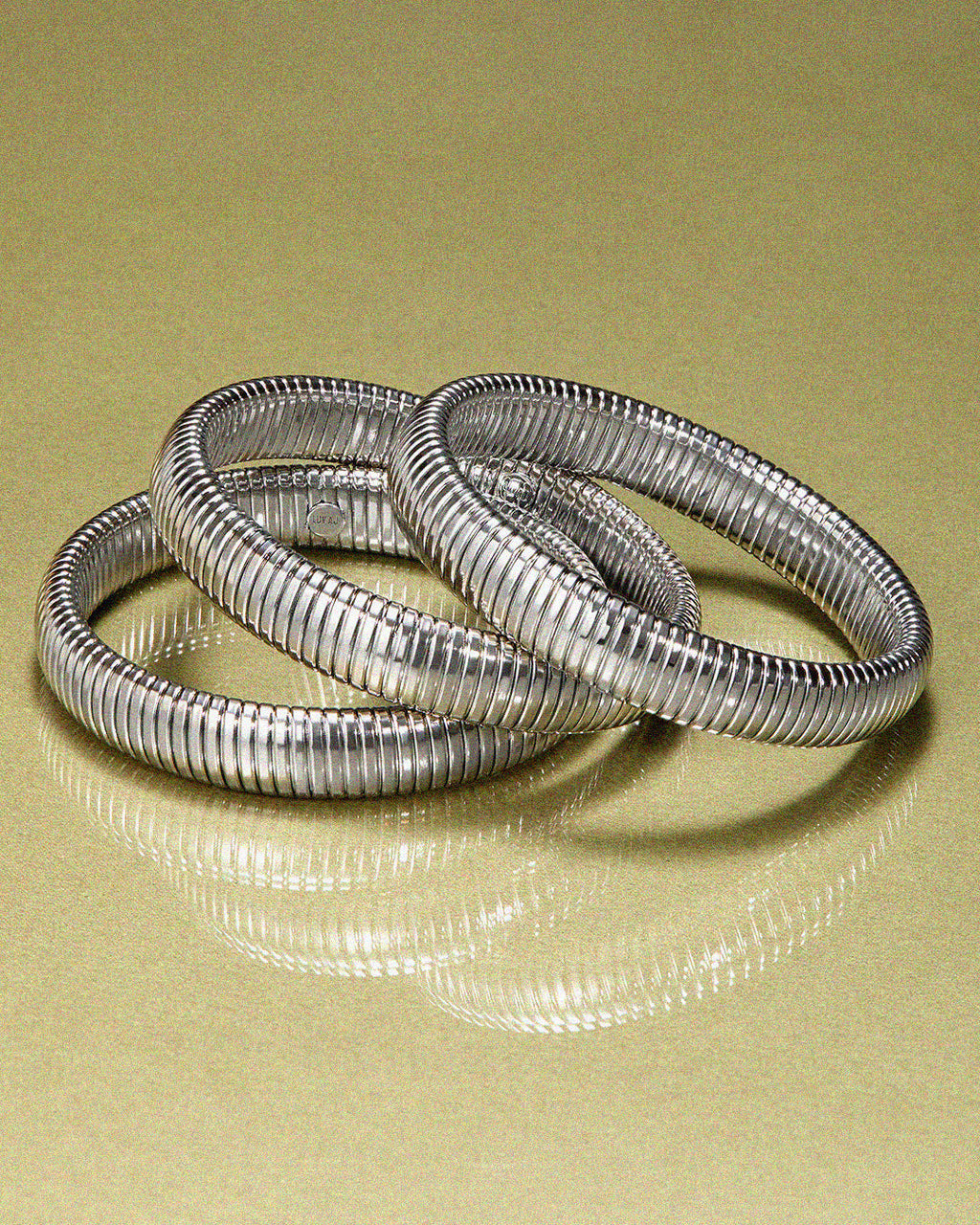 Flex Snake Chain Bracelet- Set of 3 (12mm wide) - Silver — alternate angle