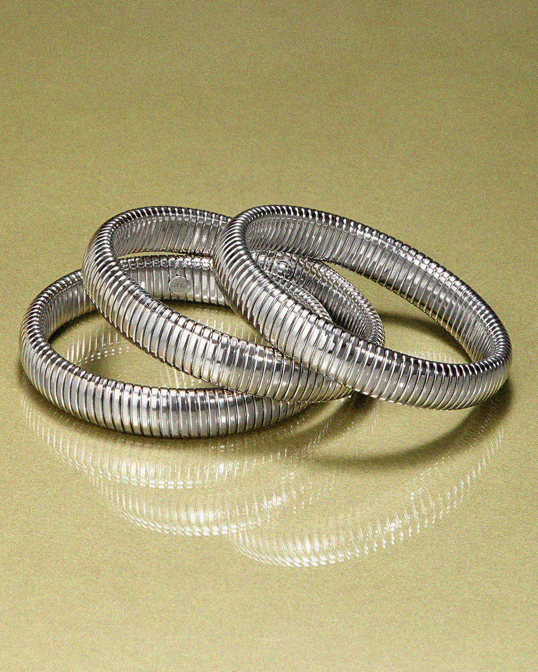 Flex Snake Chain Bracelet- Set of 3 (12mm wide) - Silver — alternate angle