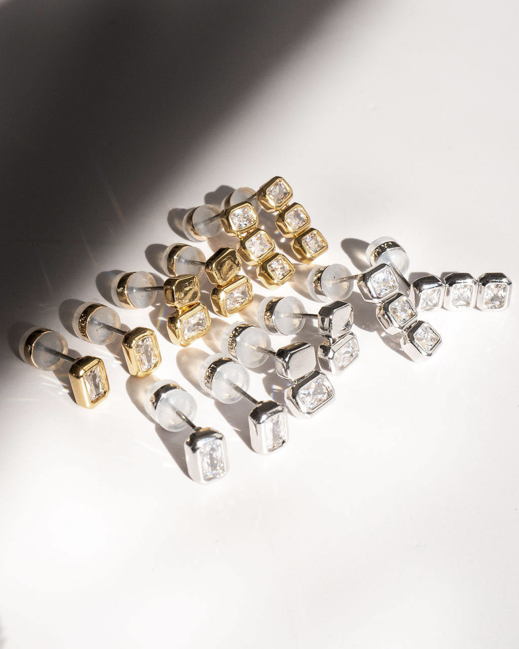Bianca Bezel Studs Set - Earrings — another angle