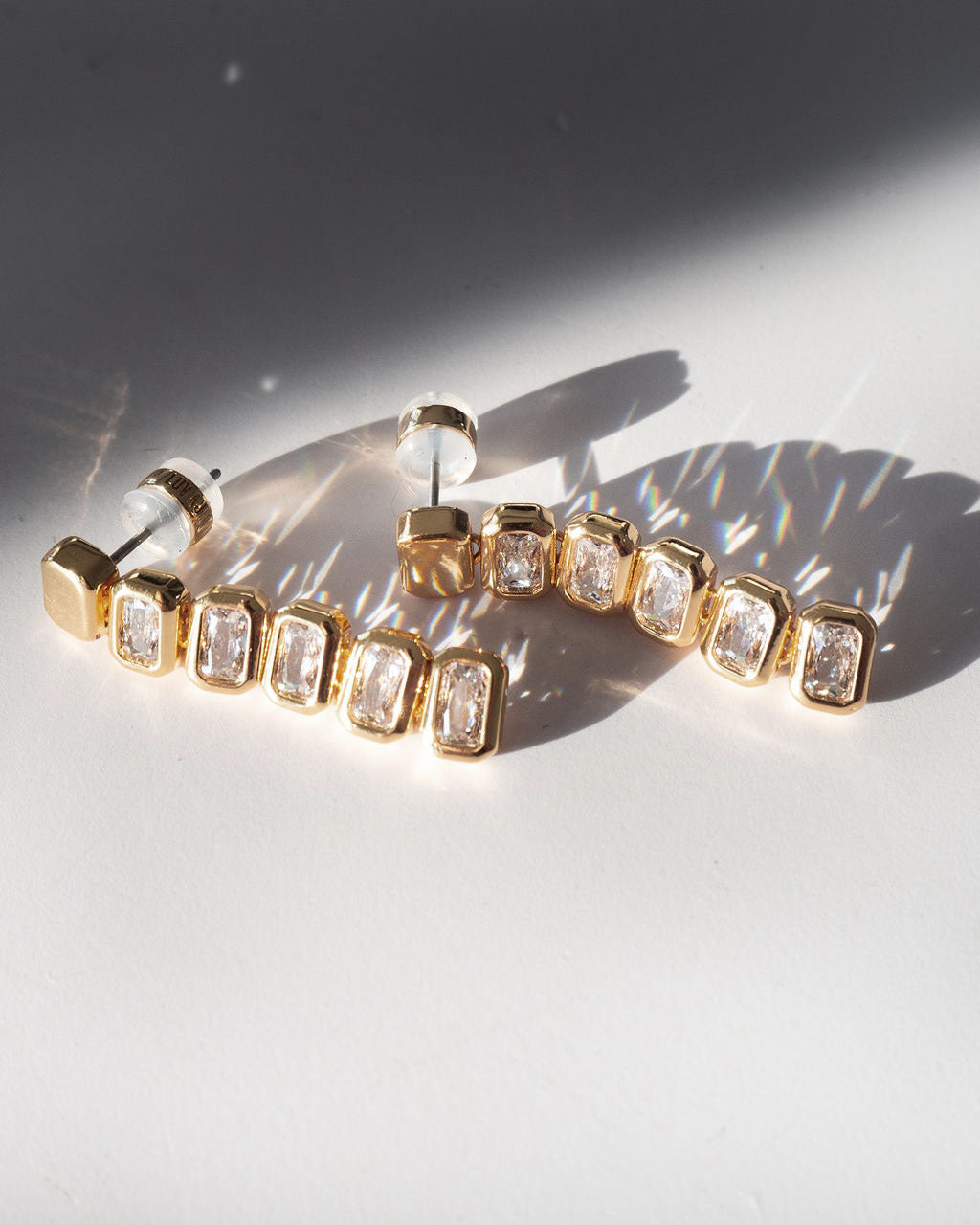 Bianca Bezel Drop Studs - Earrings — another angle