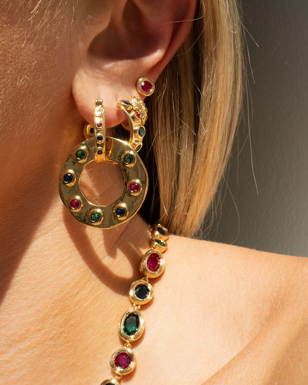 Royale Stone Statement Earrings — alternate angle
