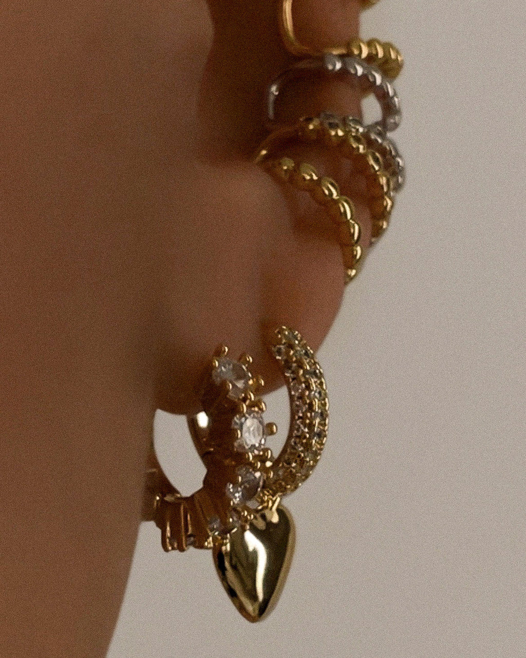 Diamond Bijoux Huggies - Gold - Earrings — alternate view