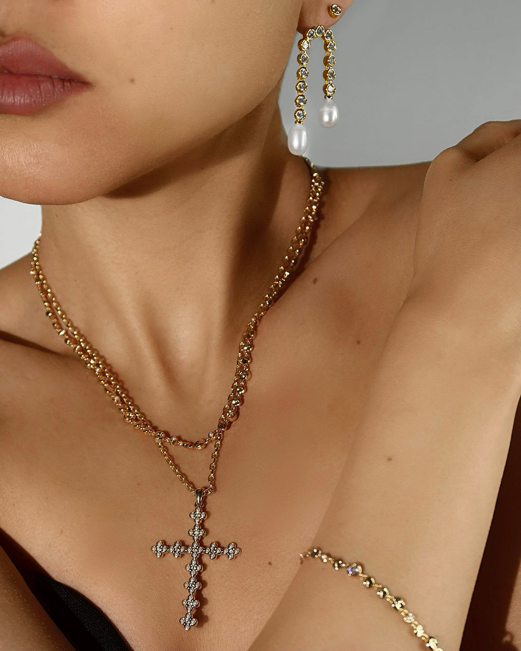 Daisy Stud Cross Necklace — alternate view 2