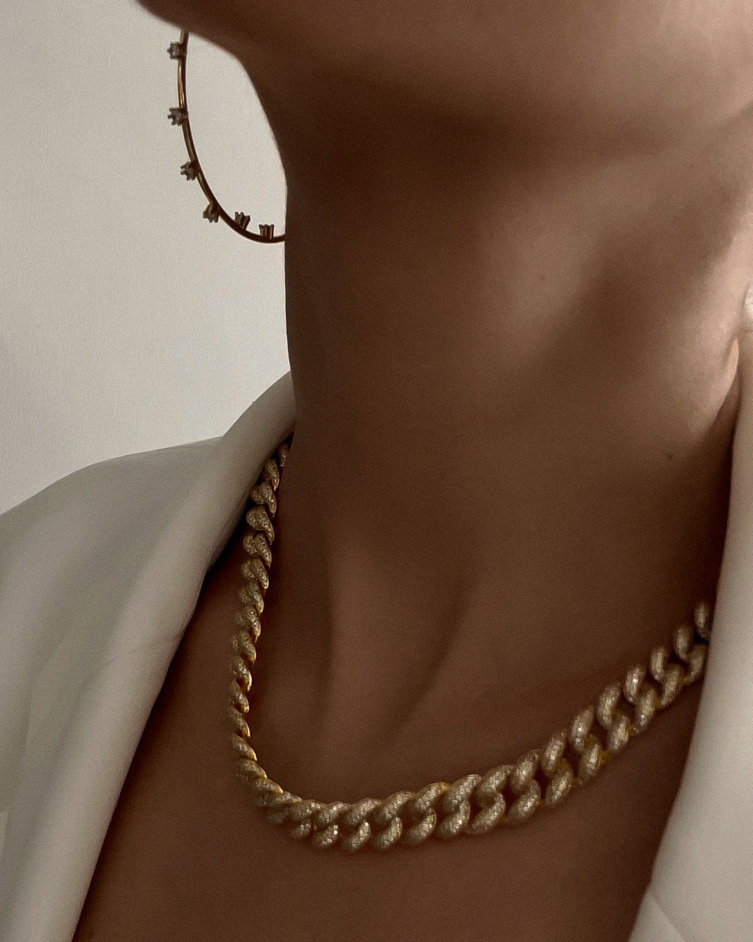 Pavé Cuban Link Necklace - Silver — another angle