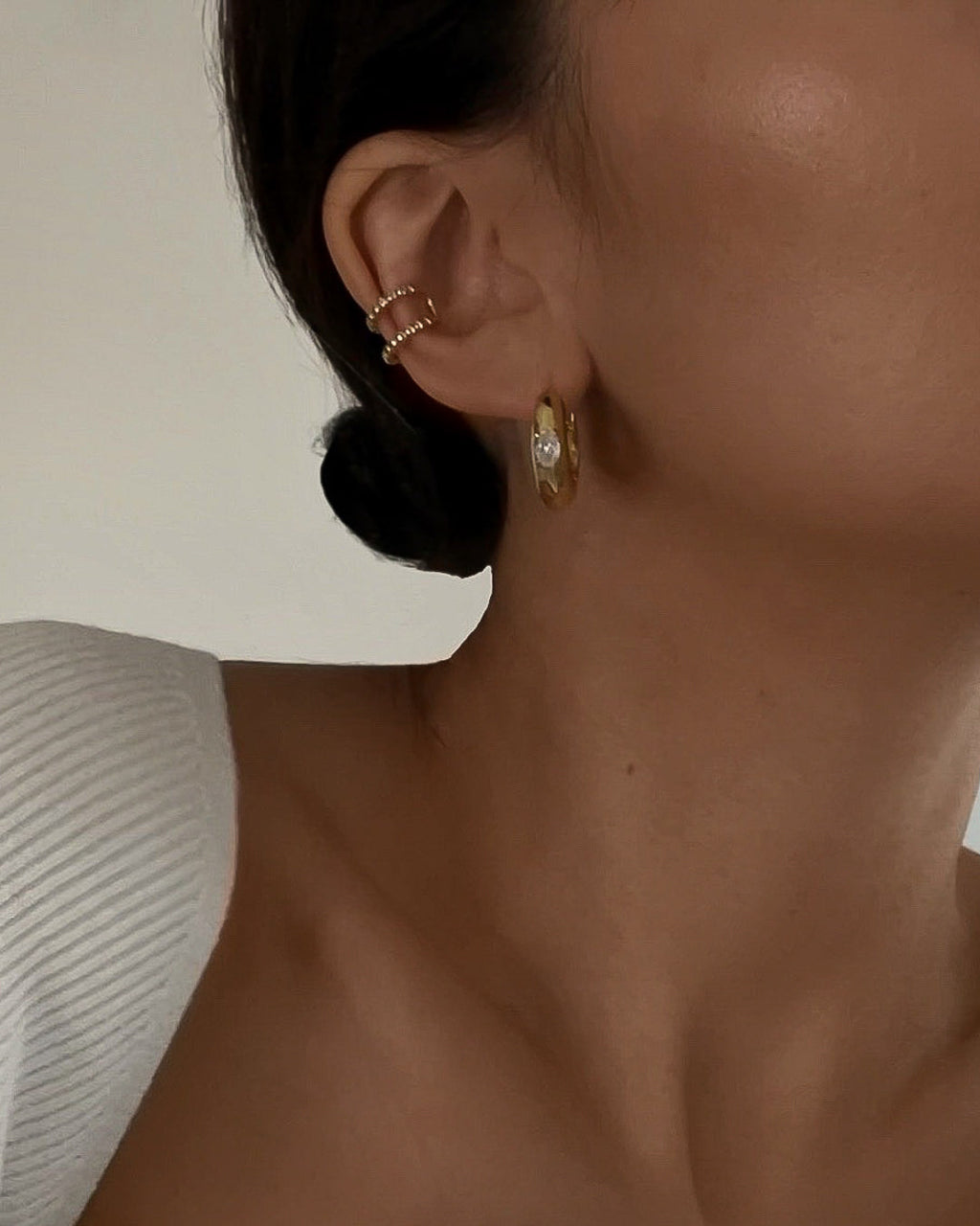 Stone Orb Hoops - Gold — detail view 2