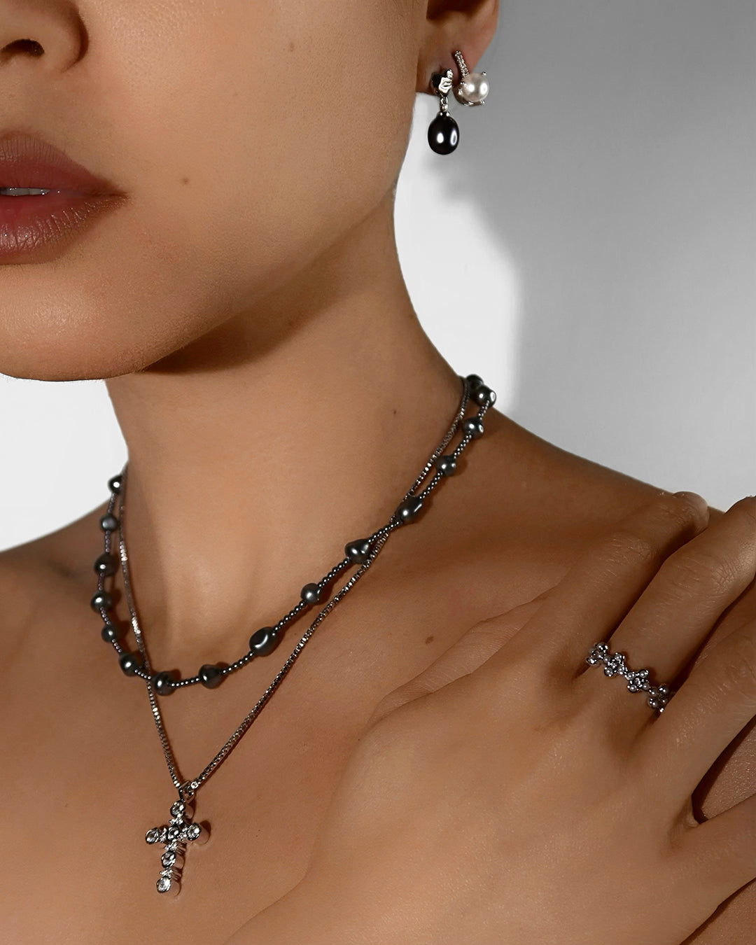 Pearl Stud Necklace — alternate angle