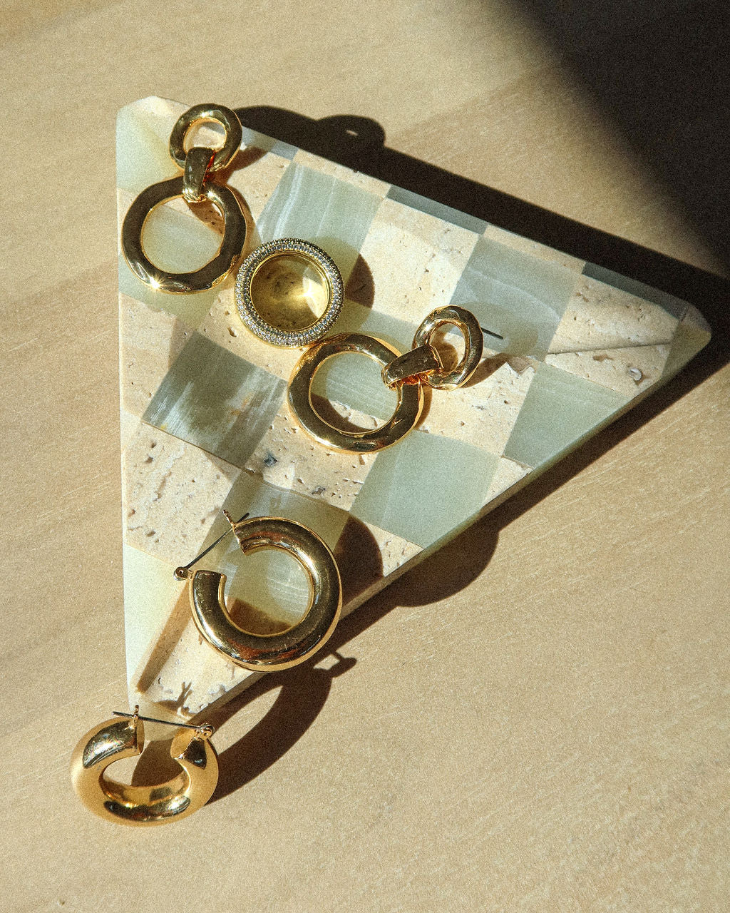 Triangle Travertine Tray — another angle