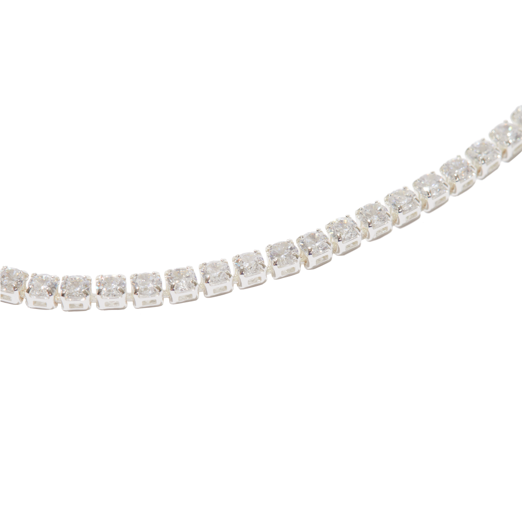 Prong-Set Tennis Necklace - Silver — detail view