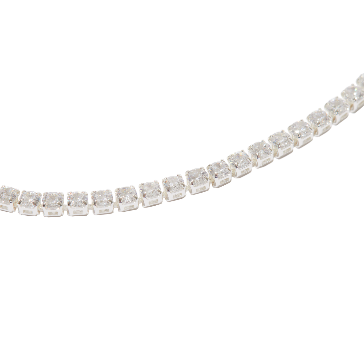 Prong-Set Tennis Necklace - Silver — detail view