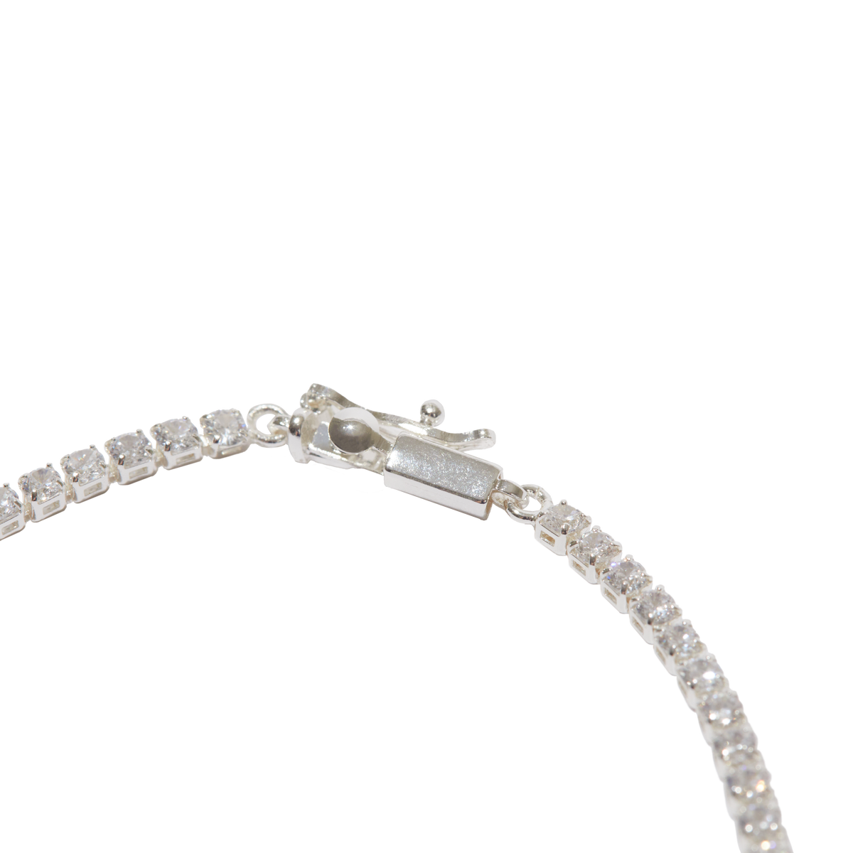 Prong-Set Tennis Necklace - Silver — another angle