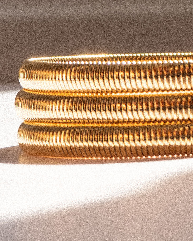 Mini Flex Snake Chain Bracelet- Set of 3 (7mm wide) - Gold (Ships Mid October) — detail view
