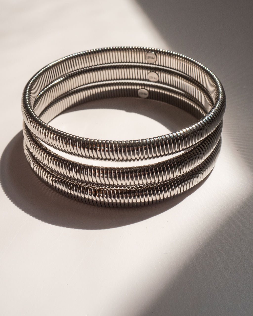 Mini Flex Snake Chain Bracelet- Set of 3 (7mm wide) - Silver — alternate view