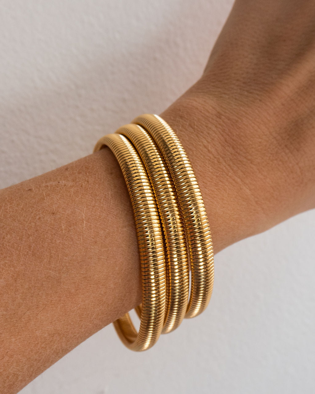Mini Flex Snake Chain Bracelet- Set of 3 (7mm wide) - Gold (Ships Mid October) — alternate view