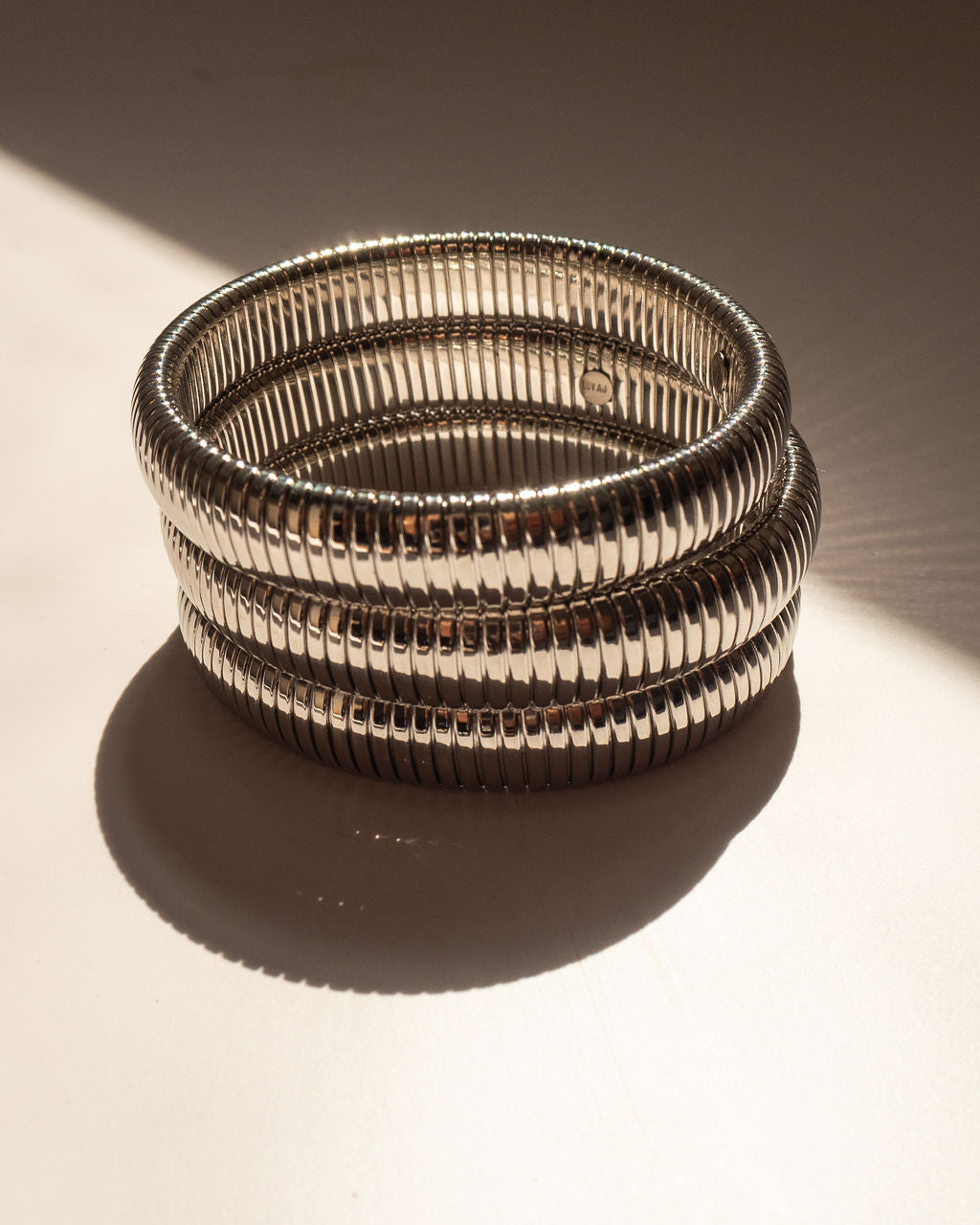 Flex Snake Chain Bracelet- Set of 3 (12mm wide) - Silver — another angle